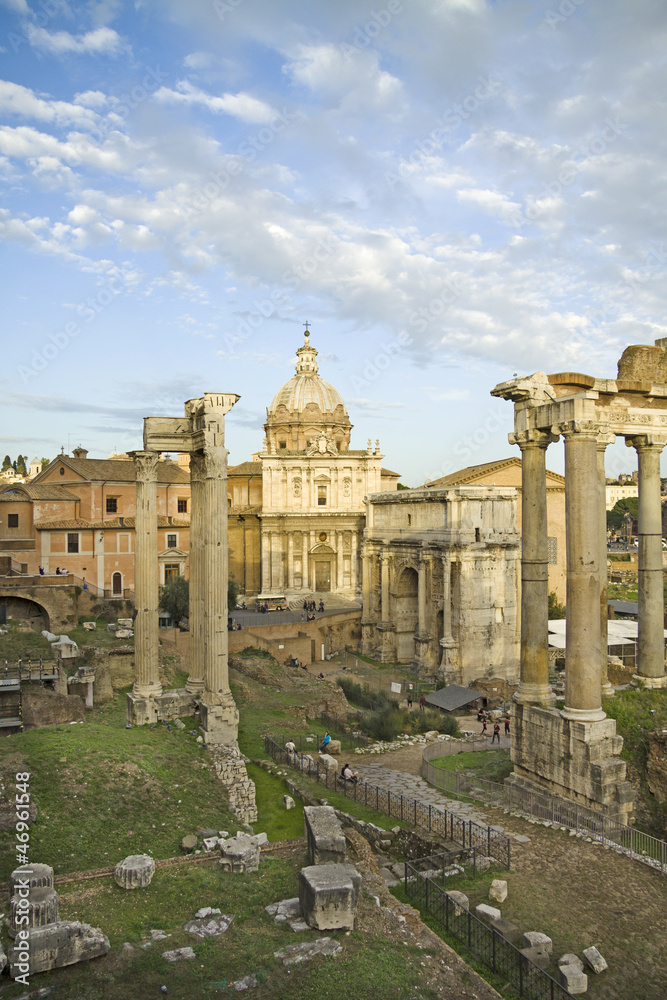 Old Roman ruins in Rome, Italy