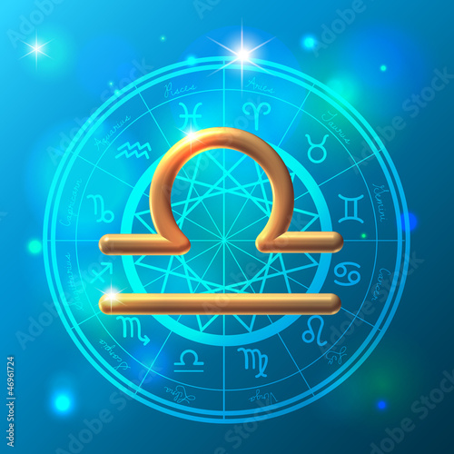 Zodiac Libra golden sign