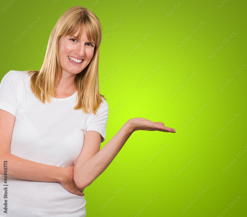 Happy Woman Presenting Happy Woman Presenting