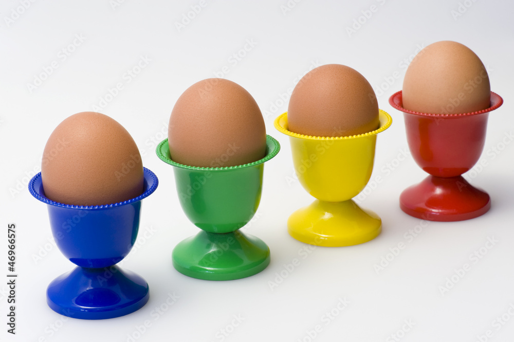 Egg cups in diagonal row Egg cups in diagonal row