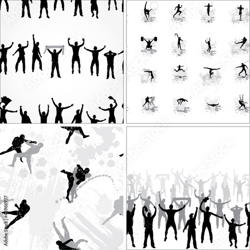 Set seamless background from sport silhouettes