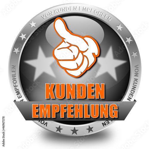 Kundenempfehlung, orange, Vektorbutton