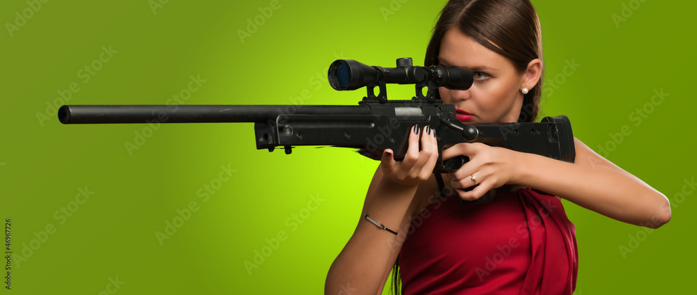 Girl Aiming With Gun