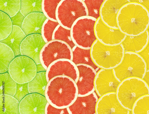 Abstract background of citrus slices. Closeup. Studio photograph