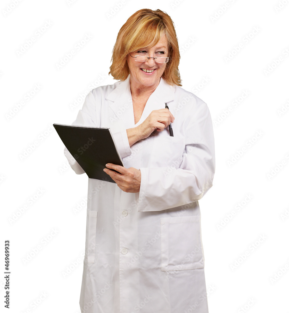 female doctor holding book female doctor holding book