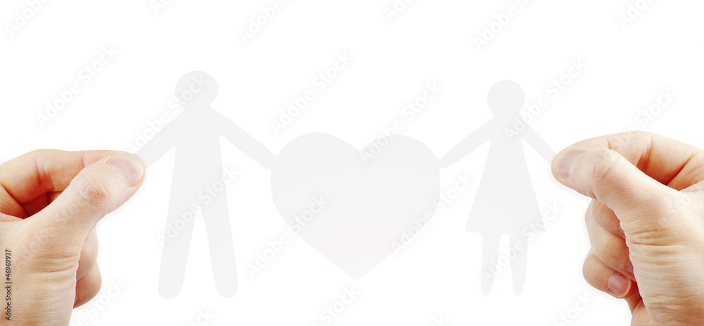 paper family with heart in hands paper family with heart in hands