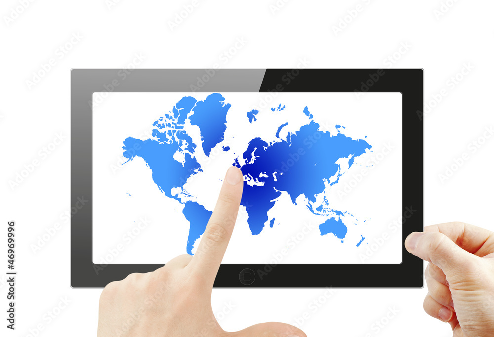 Black generic tablet pc, 3d render.