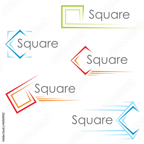 Set of colorful pictograms with square