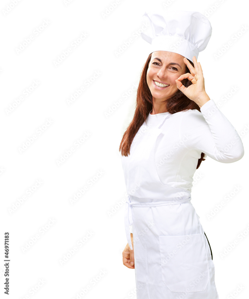 Woman chef gesturing Woman chef gesturing