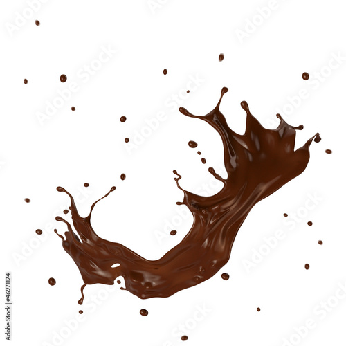 Hot chocolate splash, isolated on white background.