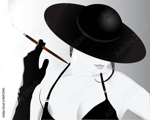 Lady smoking a cigarette