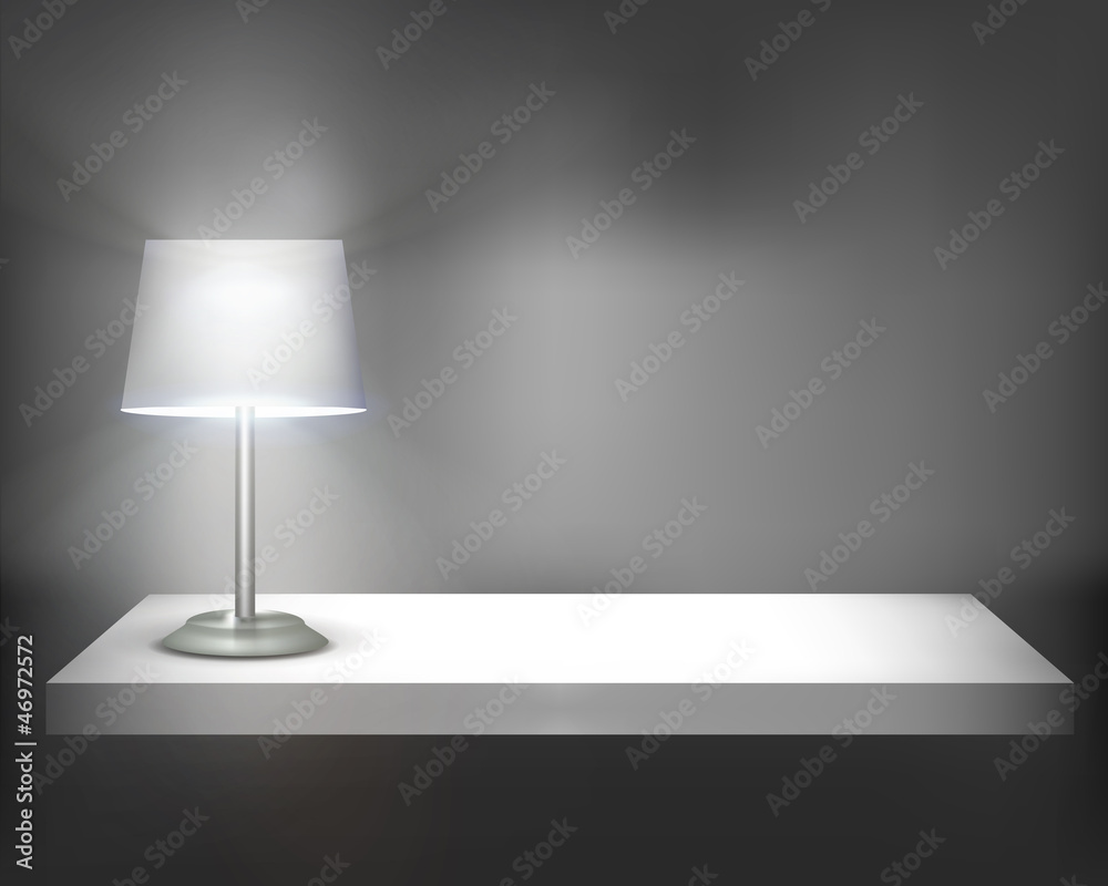 Lamp on shelf. Vector illustration.