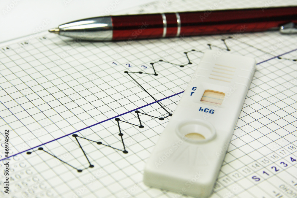 Fertility chart. Naprotechnology. Pregnancy test - obrazy, fototapety, plakaty 
