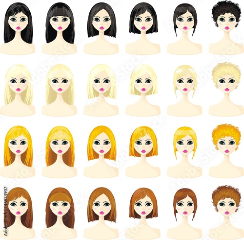 icons set of women's hairstyles