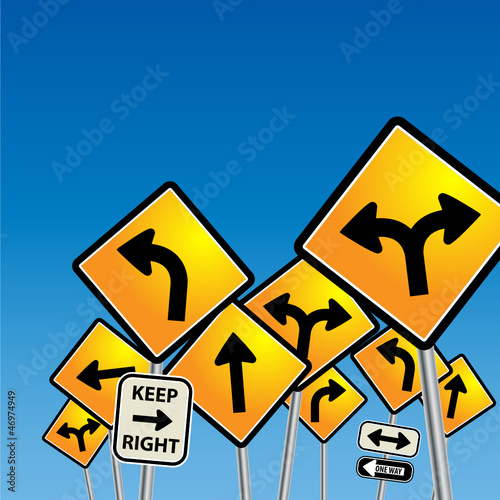 Road signs chaos, vector illustration