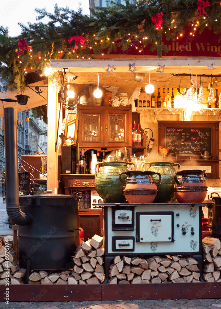 Mulled wine stall at the Christmas fair in Budapest, Hungary Mulled wine stall at the Christmas fair in Budapest, Hungary