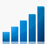 Business graph growth blue arrow
