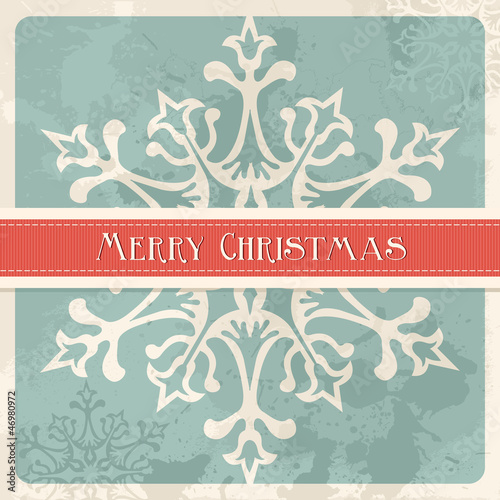 Vintage Merry Christmas snowflake postcard