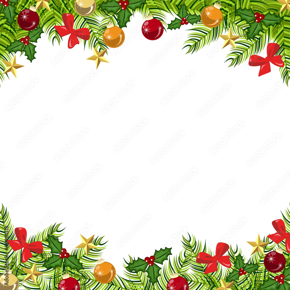 Fondo bolas, regalos y estrellas de navidad