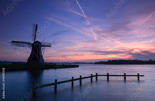 Windmill autumn sunset