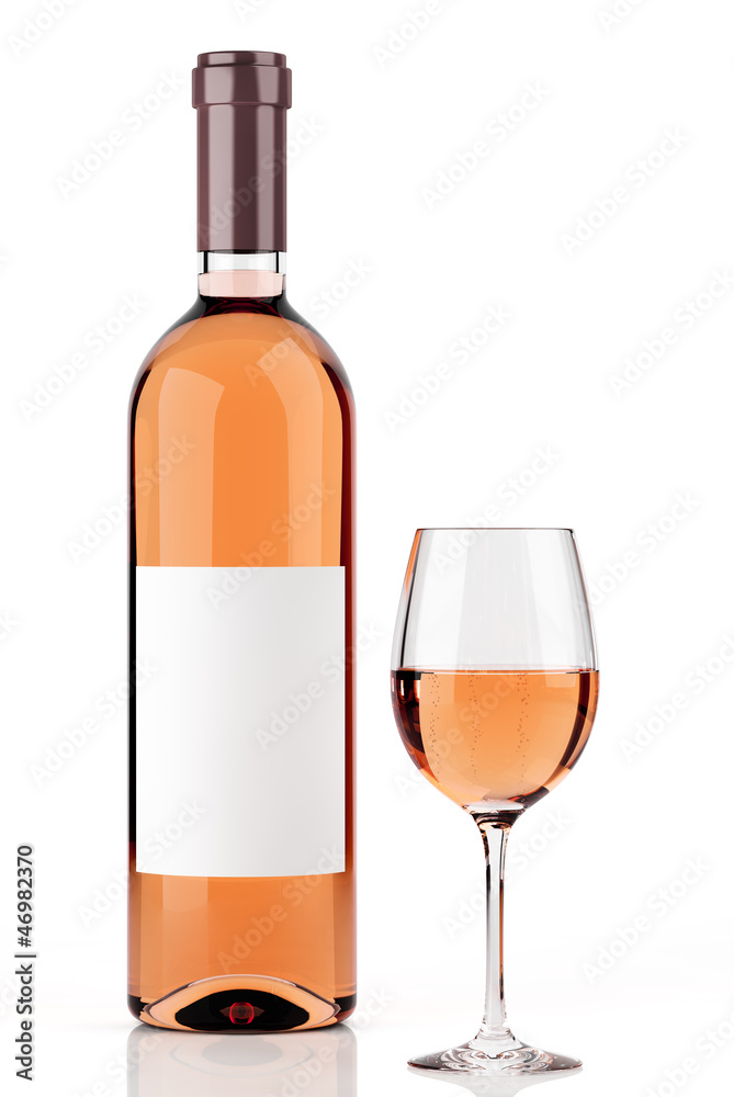 Rosé wine bottle isolated on white 2 Rosé wine bottle isolated on white 2