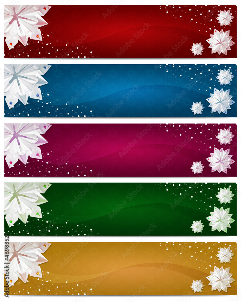Set of Winter Christmas Horizontal Banners