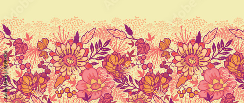 Vector gold and red autumn flowers elegant horizontal seamless