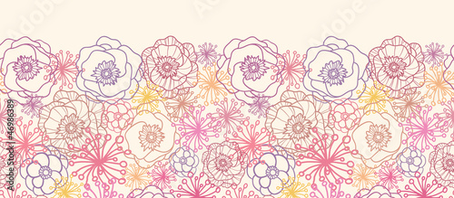 Fototapeta Naklejka Na Ścianę i Meble -  Vector subtle field flowers elegant horizontal seamless pattern