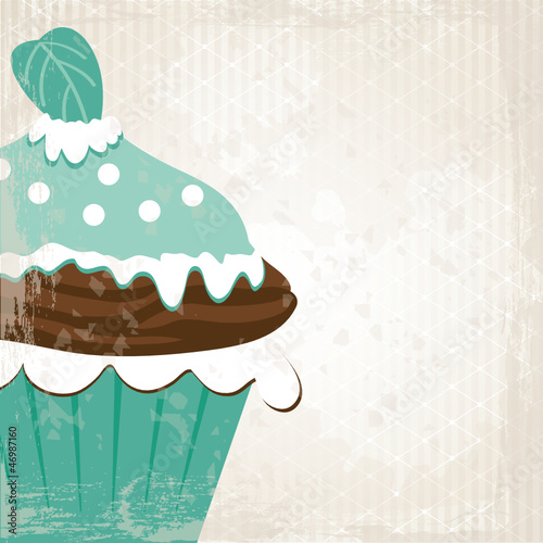 Minz-Muffin auf Grunge Hintergrund