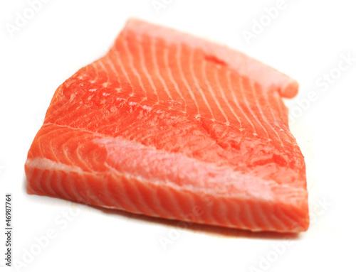 Raw salmon on white background