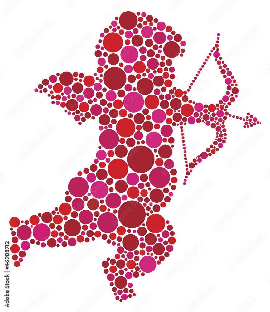 Valentines Day Cupid Silhouette with Dots