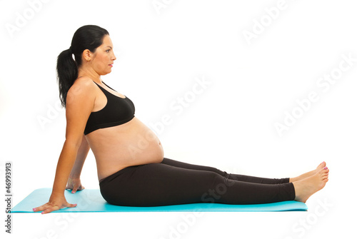 Pregnant doing fitness exercise