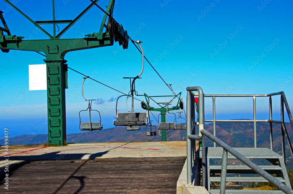 Mountain lift in autumn