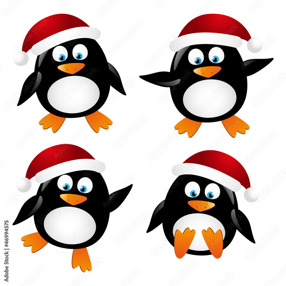 Fototapeta premium Set of penguin Santa