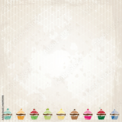 Grunge Hintergrund mit Cupcakes
