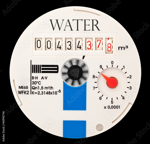 Water counter. It is isolated on a black background.