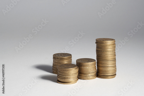 Spanish pesetas coins, stacked photo