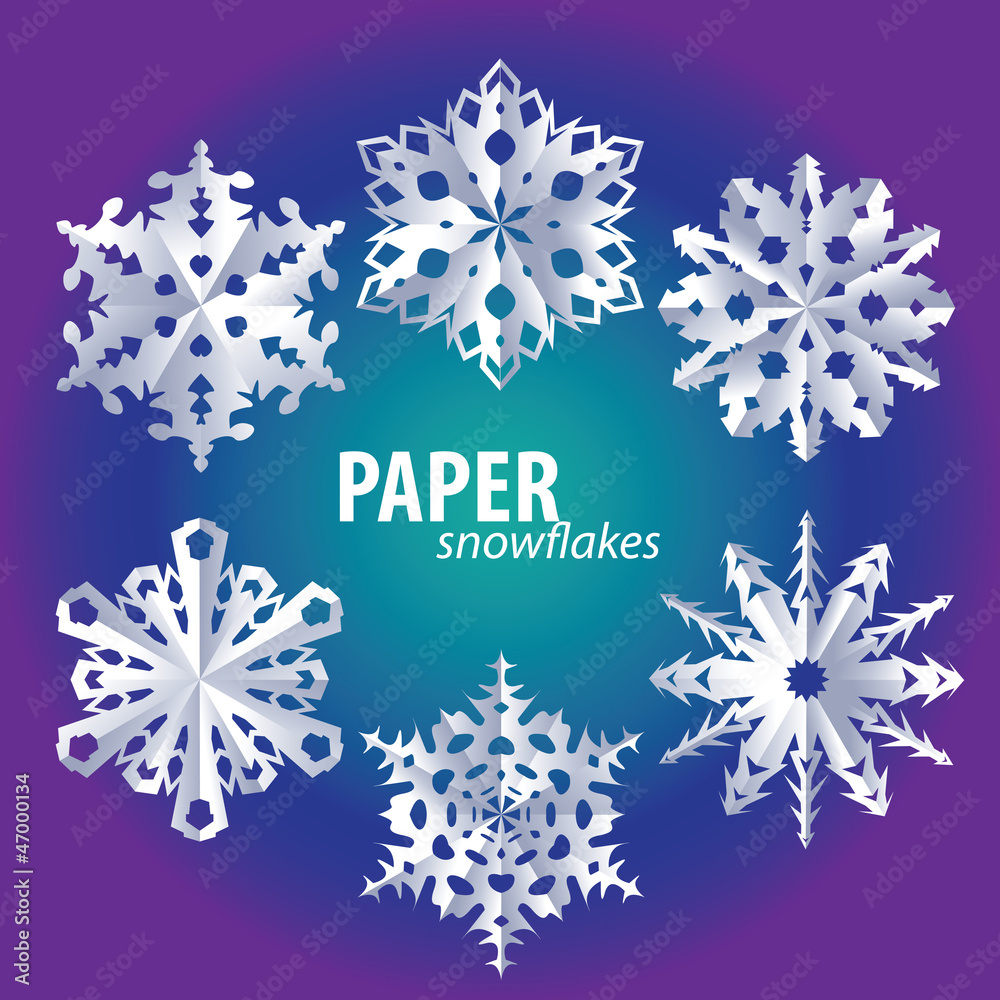 paper snowflakes - obrazy, fototapety, plakaty 