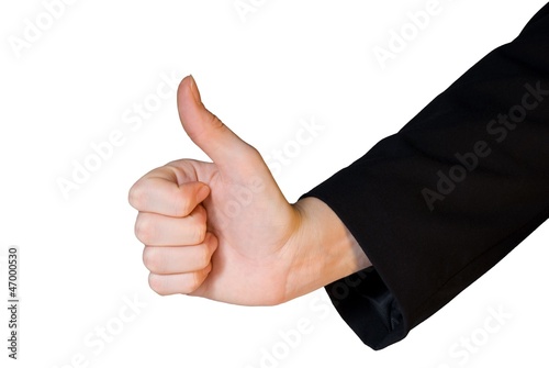business hand in thumb up gesture photo