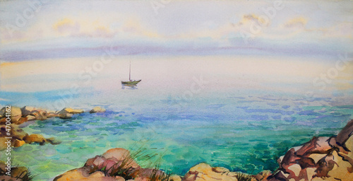 Watercolor painting seascape