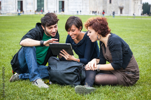 Group of Friends with Tablet PC Outside © william87
