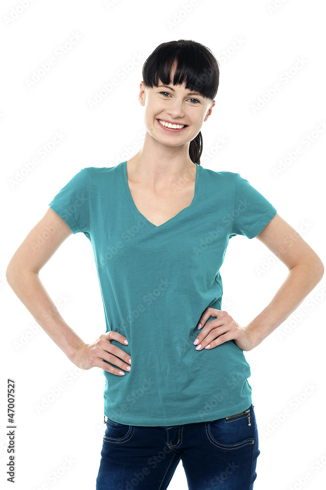 Elegant trendy cheerful woman in casuals Elegant trendy cheerful woman in casuals