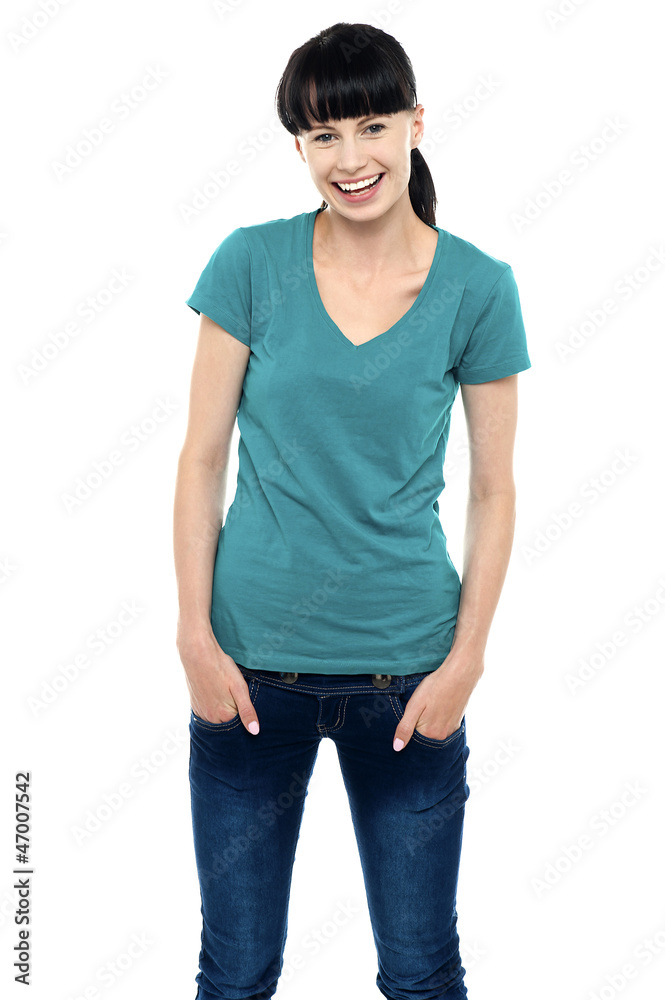 Obraz premium Middle aged smiling woman in casual wear