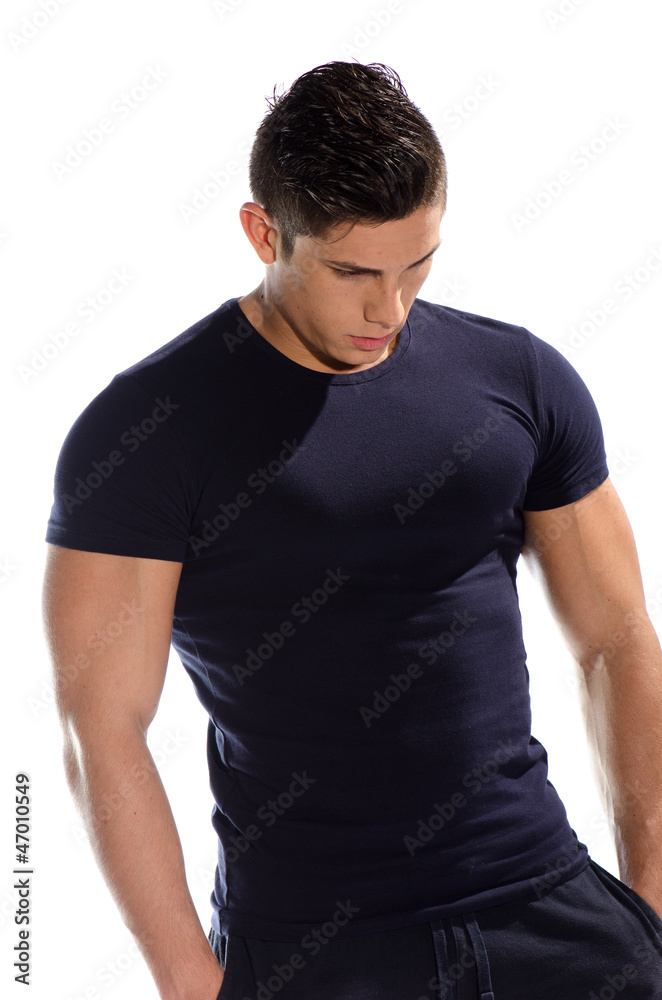 Muscular man in black clothes Muscular man in black clothes