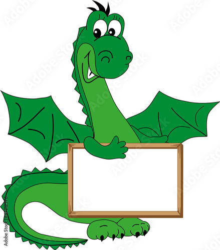 Green dragon smiling.
