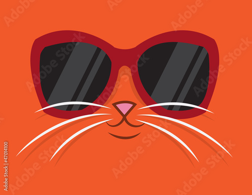 Cartoon cat head with sunglasses