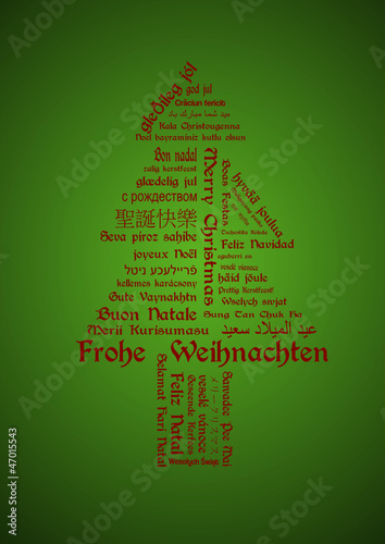 Tagcloud Weihnachtsbaum - Frohe Weihnachten