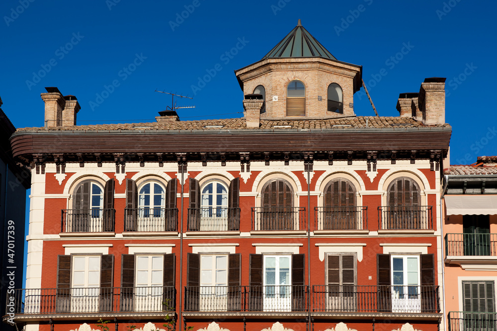 Houses in the square of the castle, Pamplona, Navarra, Spain