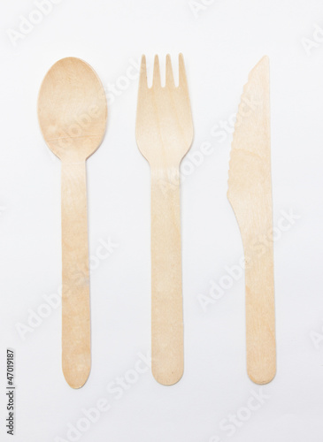 Set of knife, fork and spoon, isolated on white background.