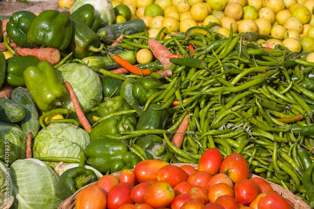 Many different ecological vegetables on market